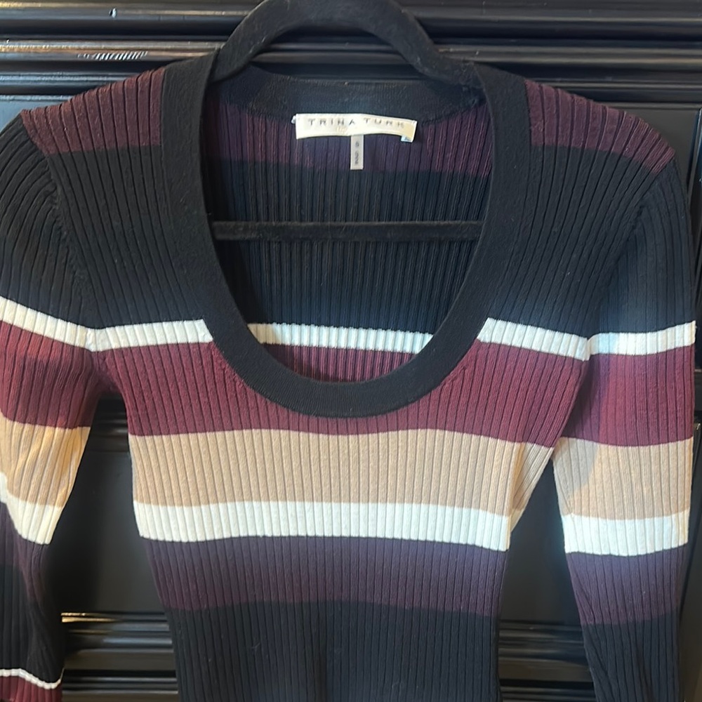 Trina Turk Women's Striped Sweater Dress - Black, Cream, Brown